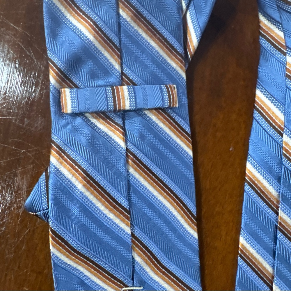 Vintage John W Nordstrom Silk Tie Blue Stripe Made in USA Classic Designer tie - Picture 3 of 4